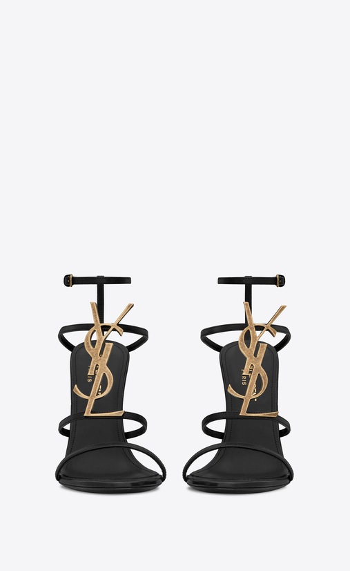Cassandra sandal with gold logo in smooth leather (110 mm)